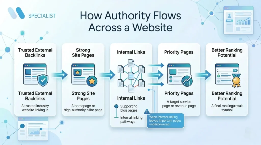 chart present how authority flow on a site