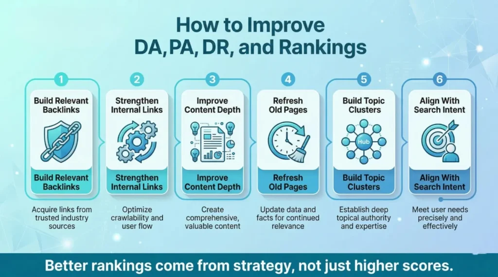 factors to how to improve da, pa, dr for ranking