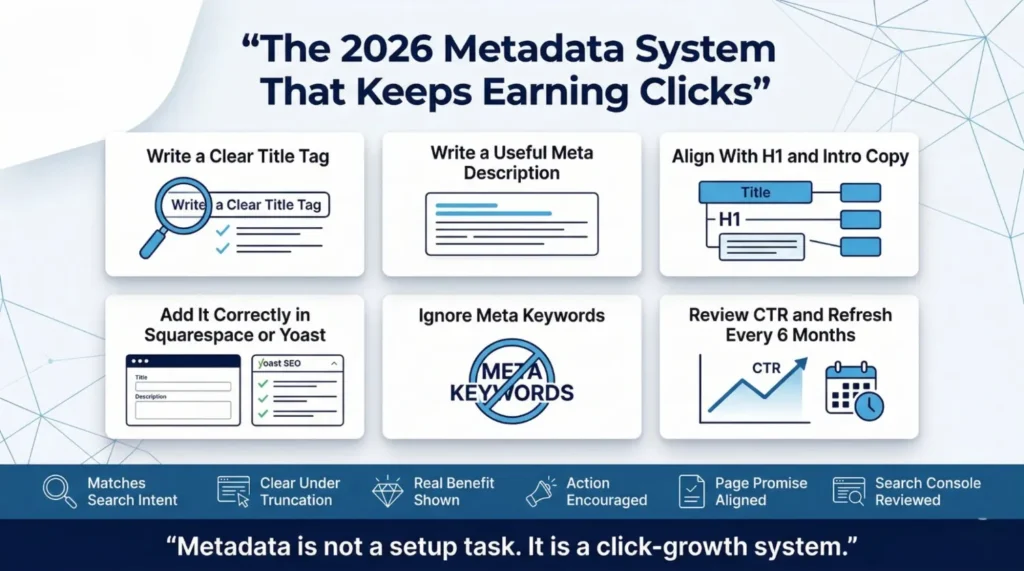 Final Metadata Checklist on how to get clicks on title and meta discripion